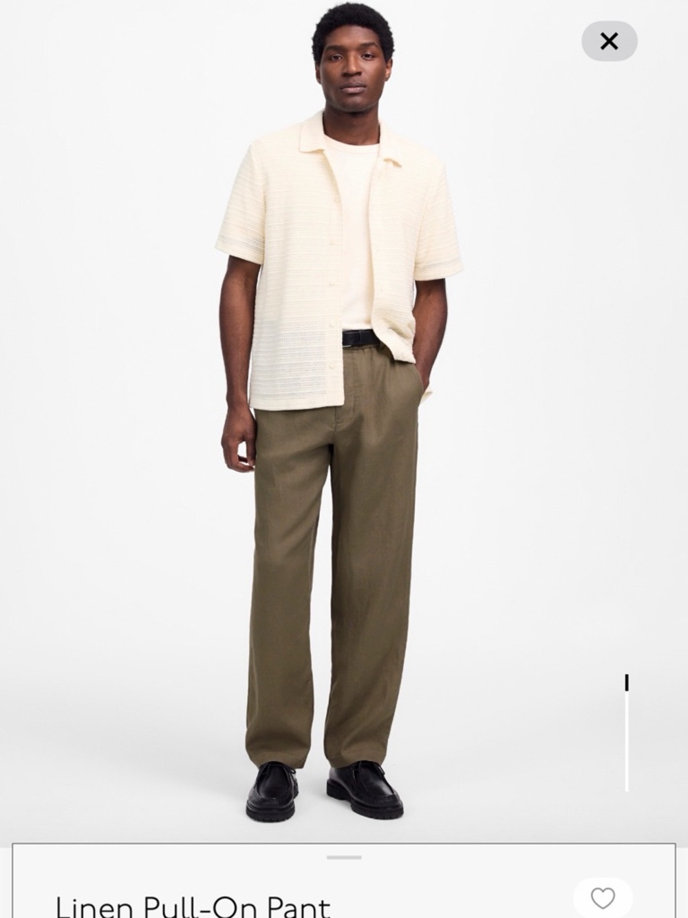 Madewell Men's Linen Pull-On Chinos in Olive
